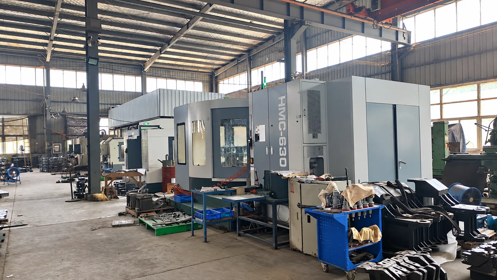 Wide view of the workshop floor and machining equipment
